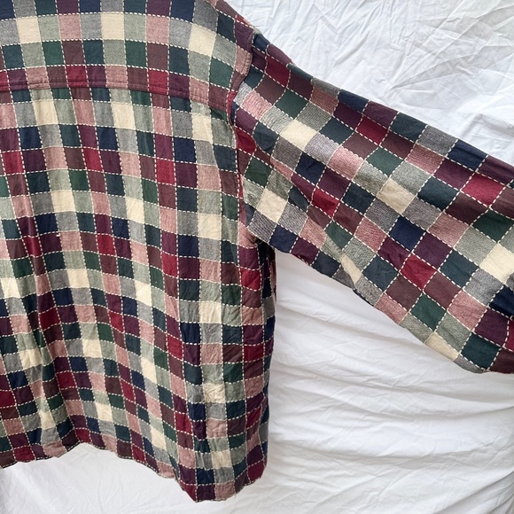 Oversized Work Wear Inspired Lightweight Plaid Jacket w Pockets 100% Cotton - Picture 6 of 6